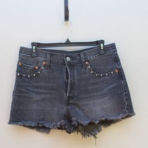 Levis 501 Washed Black Denim Shorts